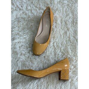 Vintage Delman Patent Leather Block Heel Pumps Studded Women's Shoes Size 8.5M